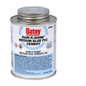 Oatey PVC Rain-R-Shine Blue Cement 8oz Fast Set Wet Conditions Up to 6″