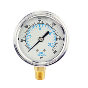 Catowest 1008AL-300 0-300 PSI Liquid Filled Pressure Gauge 1/4" Brass NPT