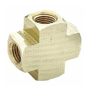 Mueller 3/8" Brass Pipe Cross 4-Way Female NPT Yellow Brass Fitting 7K759