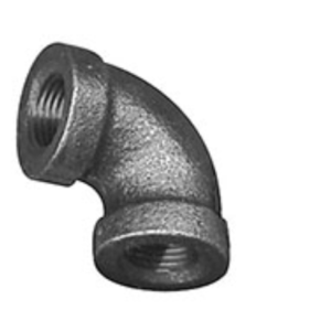1/2" x 3/8" 90° Reducing Elbow Black Malleable Iron NPT Pipe Fitting B&K LLC
