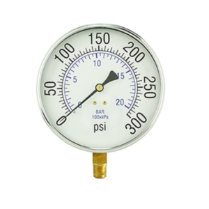 Catowest J5563 Pressure Gauge 0-300 PSI 4.5" Dial 1/4" NPT Brass Bottom Mount