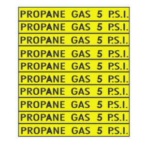 V-46 Propane Gas 5 PSI Vinyl Decal Sticker Safety Label – Black on Yellow