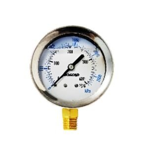2.5" Liquid Filled Pressure Gauge 0-400 PSI 1/4" NPT Bottom Mount Stainless