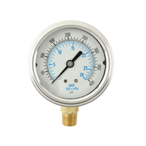 Catowest 1008SS-400 1/4" NPT SS Liquid-Filled Pressure Gauge 0-400 PSI Bottom