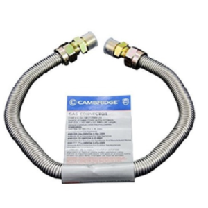 Cambridge 36" 3/8" OD Gas Connector 3/8" MIP x 3/8" FIP Uncoated Stainless