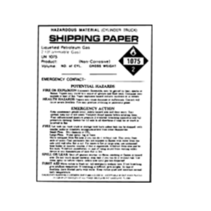 Dprint P-83-CYL Hazardous Material Shipping Papers for Cylinder Trucks 7"x9"