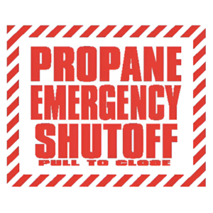 Propane Emergency Shutoff Vinyl Decal 12"x10" | V81 Pull to Close Safety Sign LP
